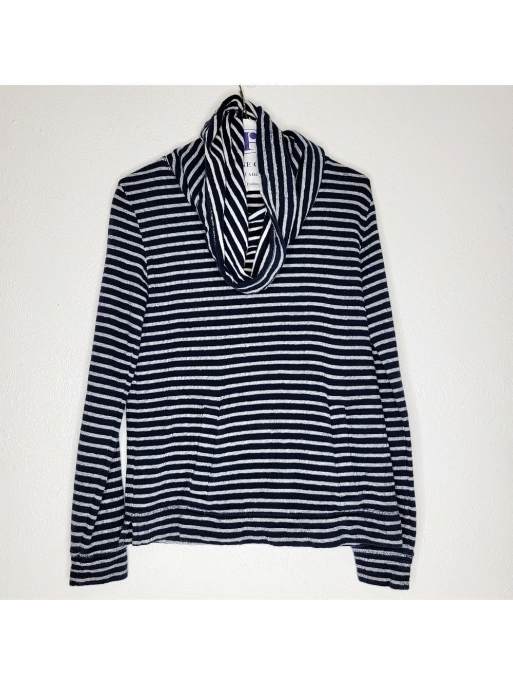 J.Crew Navy Blue and White Striped Pullover Sweater Women's Small